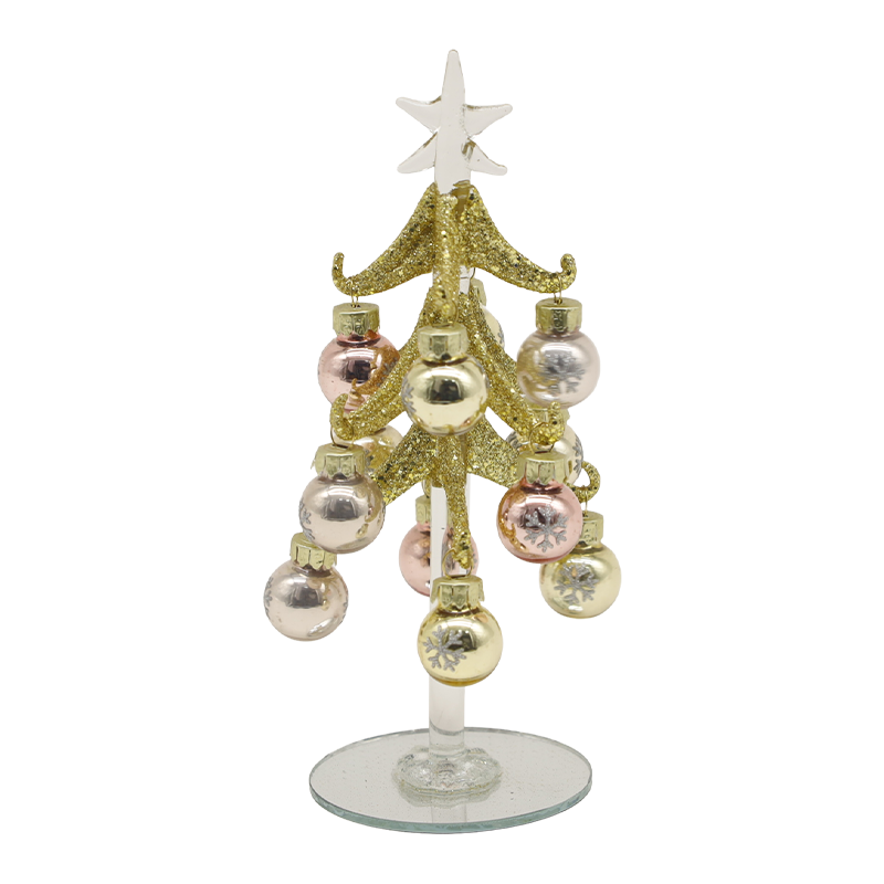 10×25 cm og 10×30 cm Festlig gullglassjuletre utsmykket med dekorative kuler-alternativer