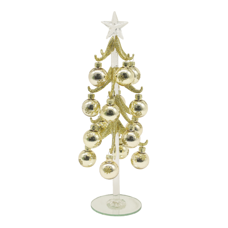 10×25 cm og 10×30 cm Festlig gullglassjuletre utsmykket med dekorative kuler-alternativer
