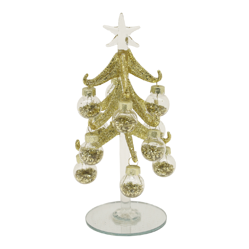 10×25 cm og 10×30 cm Festlig gullglassjuletre utsmykket med dekorative kuler-alternativer