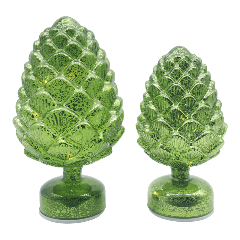 15×28 cm & 11×22 cm Pinecone Jul Roterende Glass LED bordplate dekorasjon
