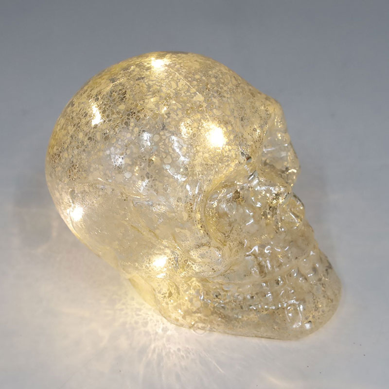8*9 cm håndmalt Halloween glass hodeskalle ornamentsett