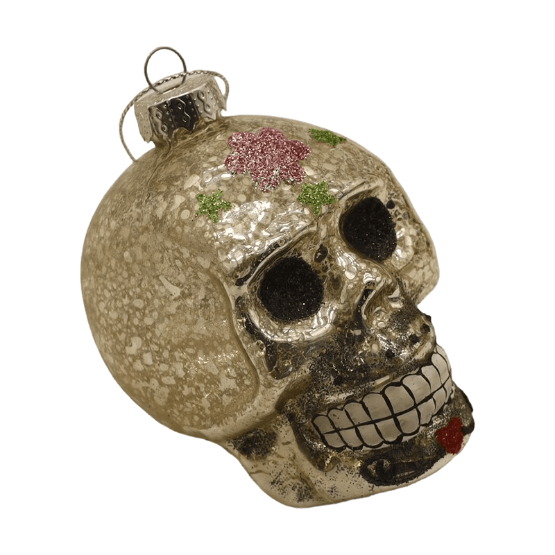 8*9 cm håndmalt Halloween glass hodeskalle ornamentsett