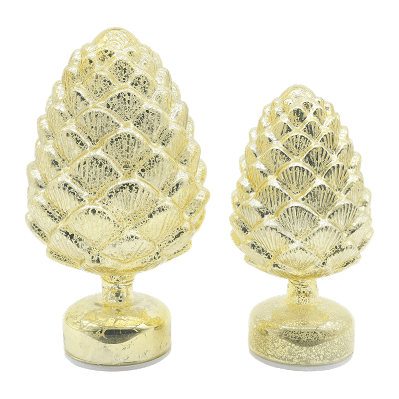 15×28 cm & 11×22 cm Pinecone Jul Roterende Glass LED bordplate dekorasjon