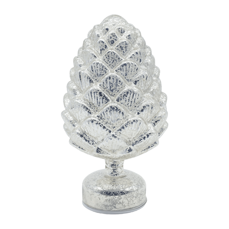 15×28 cm & 11×22 cm Pinecone Jul Roterende Glass LED bordplate dekorasjon